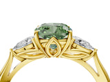 Yellow gold Three-Stone Fancy Green Cushion Cut Diamond Ring with Pear  Side Stones in Four-Prong Setting_40