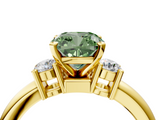Yellow gold Three-Stone Fancy Green Cushion  Cut Diamond Solitaire with Prong Setting and Classic Band_47