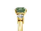 Yellow gold Three-Stone Fancy Green Cushion  Cut Diamond Solitaire with Prong Setting and Classic Band_48