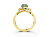 Yellow gold Three-Stone Fancy Green Cushion  Cut Diamond Twist Band with Prong Setting_37