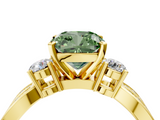 Yellow gold Three-Stone Fancy Green Cushion  Cut Diamond Twist Band with Prong Setting_38