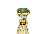 Yellow gold Three-Stone Fancy Green Cushion  Cut Diamond Twist Band with Prong Setting_39