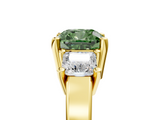 Yellow gold Three-Stone Fancy Green Cushion  Cut Solitaire Ring with Prong Setting_8