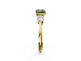 Yellow gold Three-Stone Fancy Green Cushion  Diamond Ring with Pear Side Stones in Four-Prong Setting_61