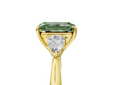 Yellow gold Three-Stone Fancy Green Emerald Cut Brilliant Diamond Solitaire Ring with Tapered Band and Four-Prong Setting_11
