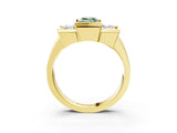 Yellow gold Three Stone Fancy Green Emerald Cut Cut Channel Set Diamond Ring_3
