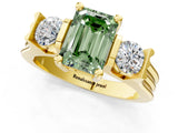 Yellow gold Three-Stone Fancy Green Emerald Cut Cut Classic Band Prong Setting Ring_1