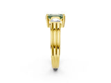 Yellow gold Three-Stone Fancy Green Emerald Cut Cut Classic Band Prong Setting Ring_2