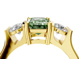 Yellow gold Three-Stone Fancy Green Emerald Cut Cut Classic Band Prong Setting Ring_4