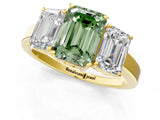 Yellow gold Three-Stone Fancy Green Emerald Cut Cut Diamond Engagement Ring with Flat Band and Four-Prong Setting_13