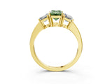 Yellow gold Three-Stone Fancy Green Emerald Cut Cut Diamond Engagement Ring with Flat Band and Four-Prong Setting_15