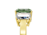 Yellow gold Three-Stone Fancy Green Emerald Cut Cut Diamond Engagement Ring with Flat Band and Four-Prong Setting_17