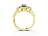 Yellow gold Three-Stone Fancy Green Emerald Cut Cut Diamond Engagement Ring with Flat Band and Four-Prong Setting_3