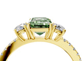 Yellow gold Three-Stone Fancy Green Emerald Cut Cut Diamond Pavé Band with Prong Setting_19