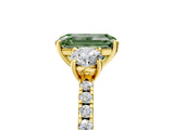 Yellow gold Three-Stone Fancy Green Emerald Cut Cut Diamond Pavé Band with Prong Setting_20
