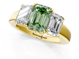 Yellow gold Three-Stone Fancy Green Emerald Cut Cut Diamond Ring with Channel Set Band and Four-Prong Setting_25