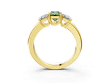Yellow gold Three-Stone Fancy Green Emerald Cut Cut Diamond Ring with Channel Set Band and Four-Prong Setting_3