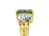 Yellow gold Three-Stone Fancy Green Emerald Cut Cut Diamond Ring with Channel-Set Band and Prong Setting_5