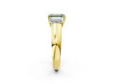 Yellow gold Three-Stone Fancy Green Emerald Cut Cut Diamond Ring with Prong Setting and Classic Band_2