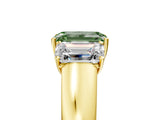 Yellow gold Three-Stone Fancy Green Emerald Cut Cut Diamond Ring with Prong Setting and Classic Band_5
