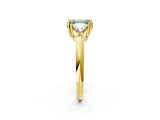 Yellow gold Three-Stone Fancy Green Emerald Cut Cut Diamond Ring with Trillion Side Stones and Four-Prong Setting_5