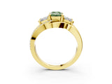 Yellow gold Three-Stone Fancy Green Emerald Cut Cut Diamond Split Shank Prong Set Ring_15