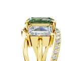 Yellow gold Three-Stone Fancy Green Emerald Cut Cut Diamond Split Shank Prong Set Ring_17