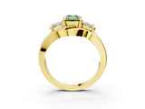 Yellow gold Three-Stone Fancy Green Emerald Cut Cut Diamond Split Shank Prong Set Ring_3