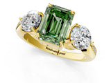 Yellow gold Three-Stone Fancy Green Emerald Cut Diamond Channel Set Engagement Ring with Prong Setting_13
