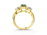 Yellow gold Three-Stone Fancy Green Emerald Cut Diamond Channel Set Engagement Ring with Prong Setting_15