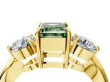 Yellow gold Three-Stone Fancy Green Emerald Cut Diamond Channel Set Engagement Ring with Prong Setting_16