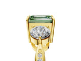 Yellow gold Three-Stone Fancy Green Emerald Cut Diamond Channel Set Engagement Ring with Prong Setting_17