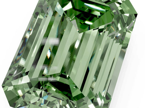 Yellow gold Three-Stone Fancy Green Emerald Cut Diamond Engagement Ring with Pave Band and Prong Setting_1