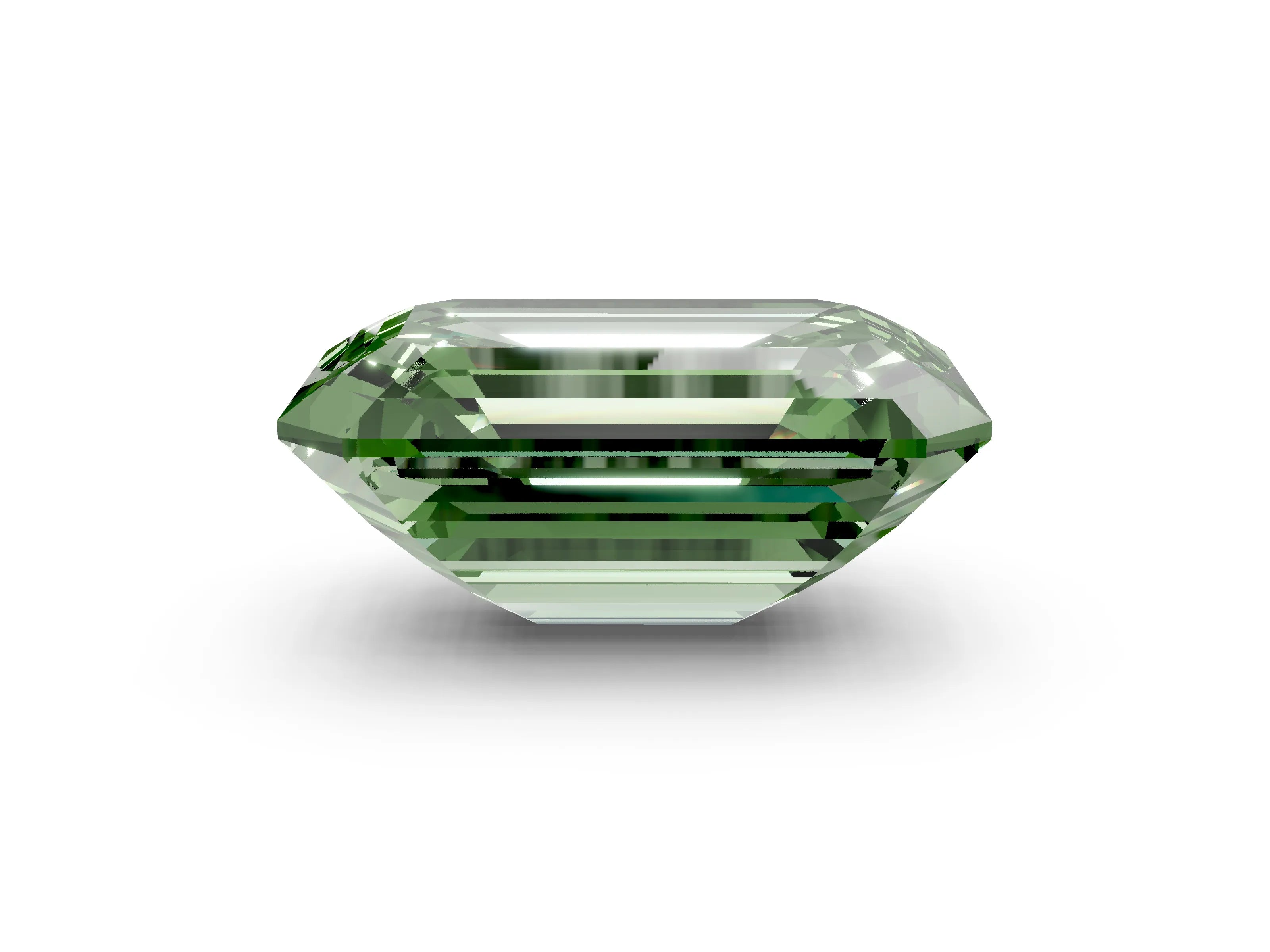 Yellow gold Three-Stone Fancy Green Emerald Cut Diamond Engagement Ring with Pave Band and Prong Setting_2