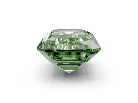 Yellow gold Three-Stone Fancy Green Emerald Cut Diamond Engagement Ring with Pave Band and Prong Setting_3