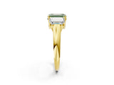 Yellow gold Three-Stone Fancy Green Emerald Cut Diamond Engagement Ring with Prong Setting_5