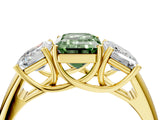 Yellow gold Three-Stone Fancy Green Emerald Cut Diamond Engagement Ring with Prong Setting_7