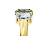 Yellow gold Three-Stone Fancy Green Emerald Cut Diamond Engagement Ring with Prong Setting_8