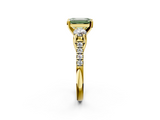 Yellow gold Three-Stone Fancy Green Emerald  Cut Diamond Pavé Band with Four-Prong Setting_30