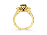 Yellow gold Three-Stone Fancy Green Emerald  Cut Diamond Pavé Band with Four-Prong Setting_31