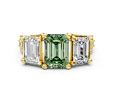 Yellow gold Three-Stone Fancy Green Emerald  Cut Diamond Ring with Channel-Set Band and Four-Prong Setting_52