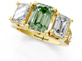 Yellow gold Three-Stone Fancy Green Emerald  Cut Diamond Ring with Channel-Set Band and Four-Prong Setting_53
