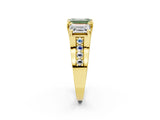 Yellow gold Three-Stone Fancy Green Emerald  Cut Diamond Ring with Channel-Set Band and Four-Prong Setting_54