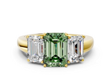 Yellow gold Three-Stone Fancy Green Emerald  Cut Diamond Ring with Channel-Set Band and Four-Prong Setting_59