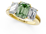 Yellow gold Three-Stone Fancy Green Emerald  Cut Diamond Ring with Channel-Set Band and Four-Prong Setting_60