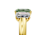 Yellow gold Three-Stone Fancy Green Emerald  Cut Diamond Ring with Channel-Set Band and Four-Prong Setting_64