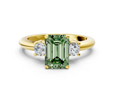 Yellow gold Three-Stone Fancy Green Emerald  Cut Diamond Solitaire with Prong Setting and Classic Band_25