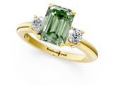 Yellow gold Three-Stone Fancy Green Emerald  Cut Diamond Solitaire with Prong Setting and Classic Band_26