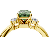 Yellow gold Three-Stone Fancy Green Emerald  Cut Diamond Solitaire with Prong Setting and Classic Band_29