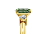 Yellow gold Three-Stone Fancy Green Emerald  Cut Diamond Solitaire with Prong Setting and Classic Band_30